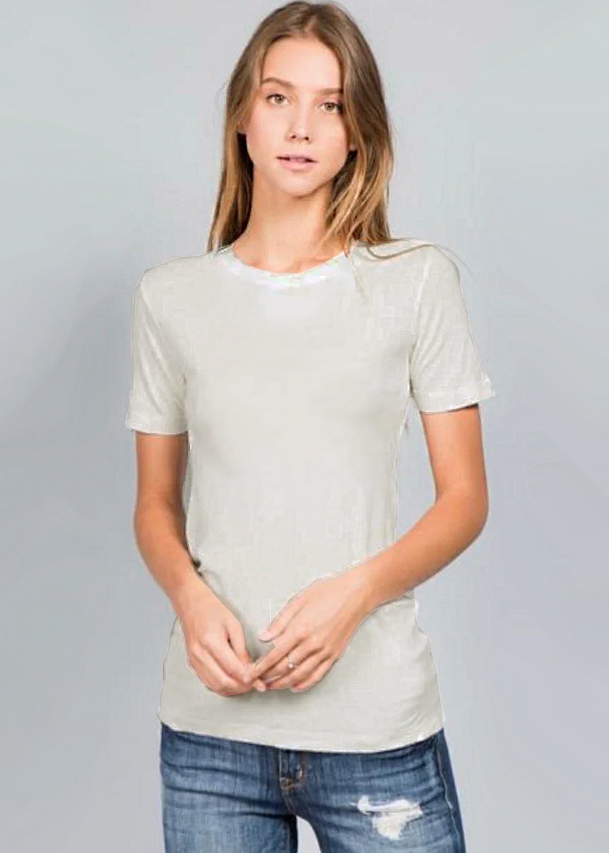 Luxx Short Sleeve Crew Tee in Pearl - Crown Jewel