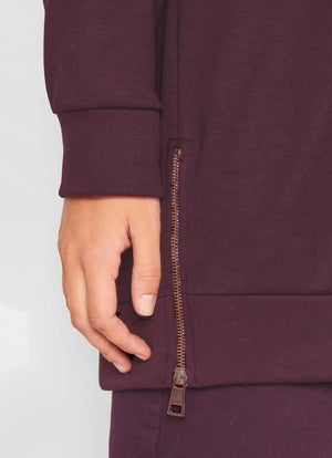 Cloud Fleece with Side Zipper in Merlot - Vintage Havana