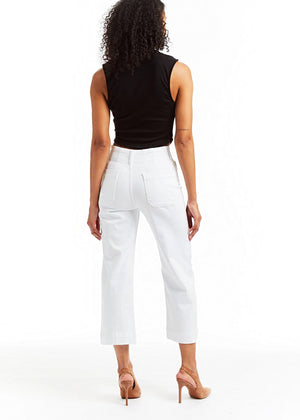 Patch Pocket Wide Leg in White - Tractr Jeans