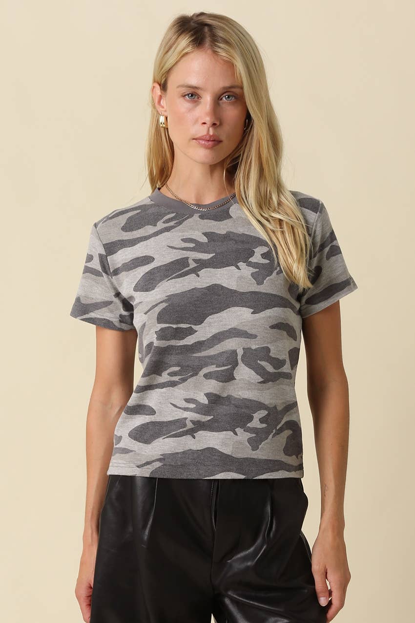 Lydia Camo Crew Neck Tee Olivaceous