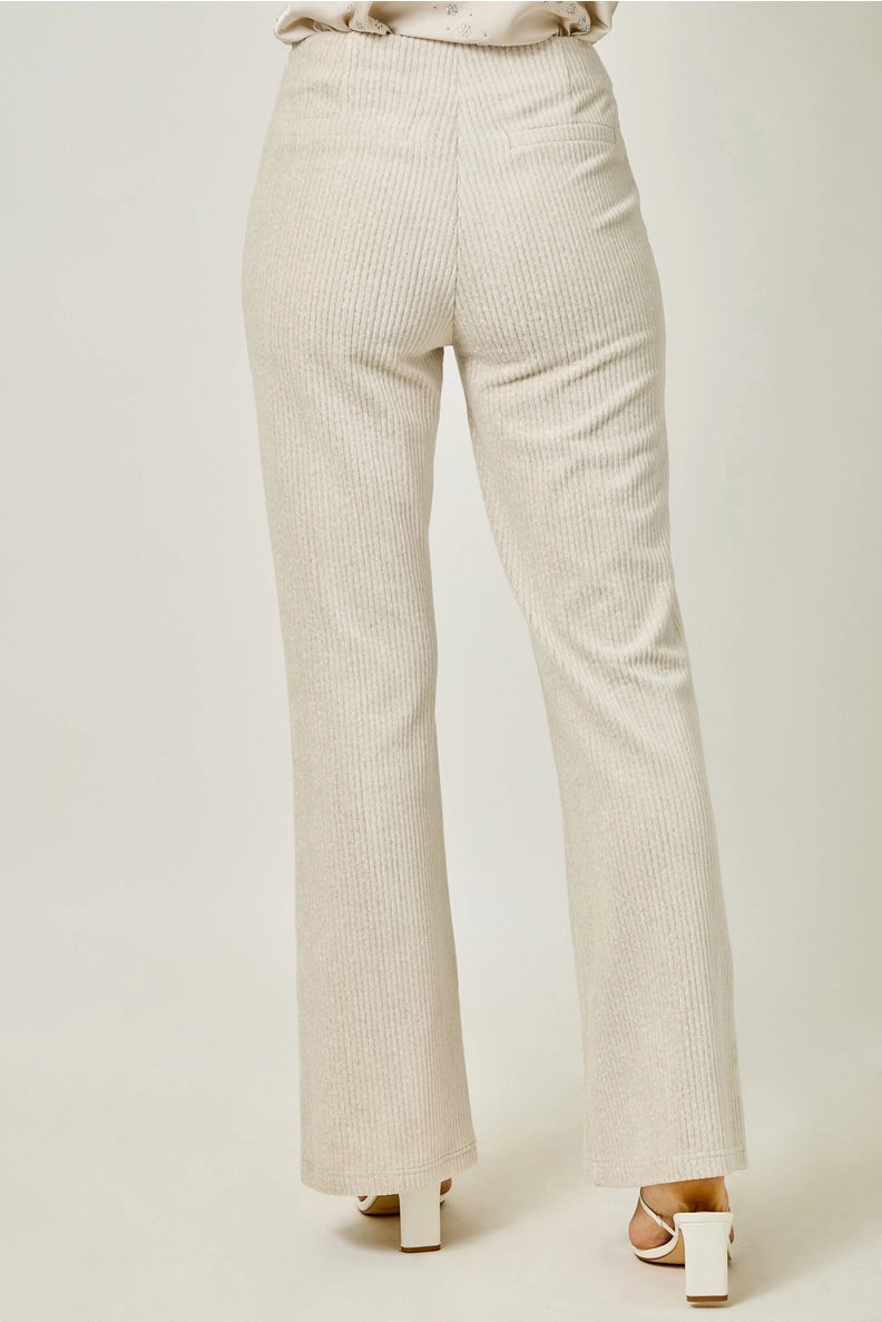 Velvet Corduroy Bootcut Trouser in Ivory - Mystree