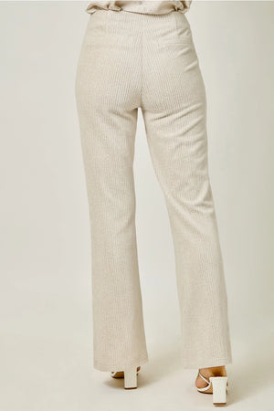 Velvet Corduroy Bootcut Trouser in Ivory - Mystree