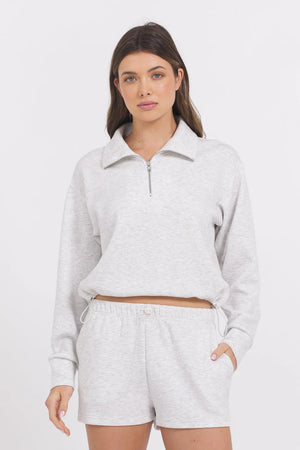 Cloud Fleece Quarter Zip in Grey - Vintage Havana