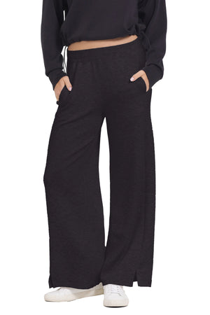 Cloud Fleece Wide Leg Pant in Black - Vintage Havana