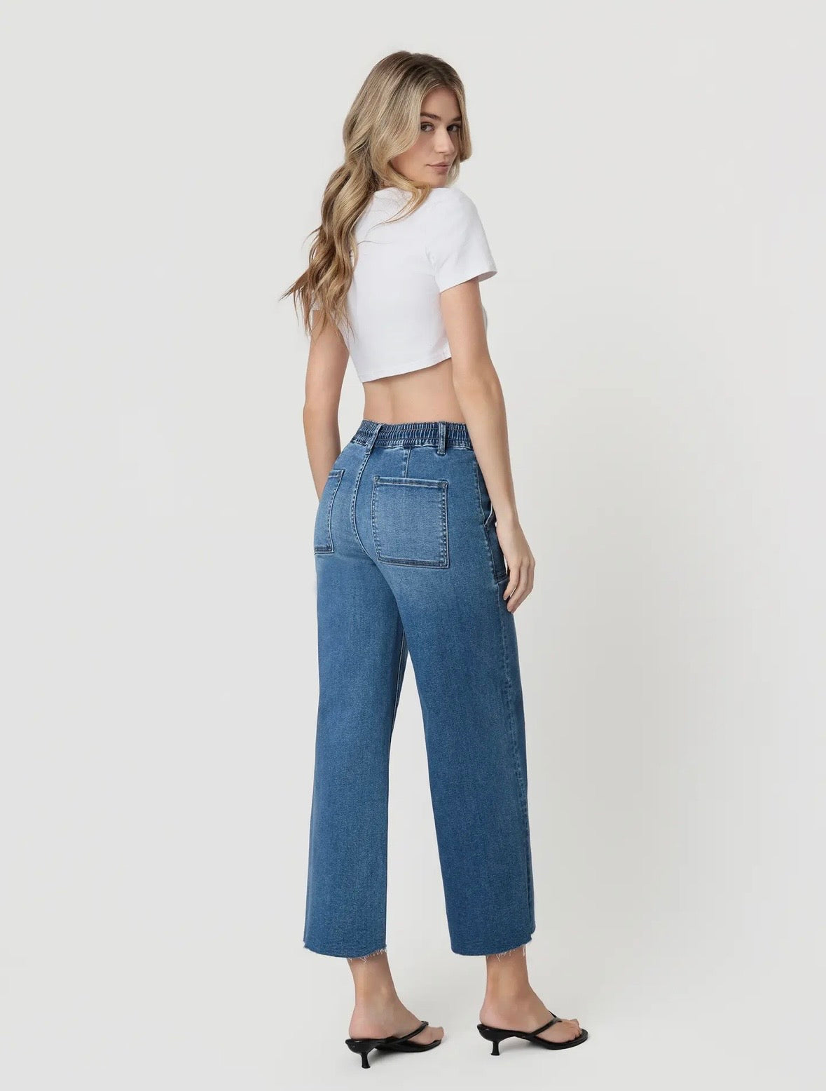 Hi Rise Super soft drawstring baggy wide jean-Vervet V3870