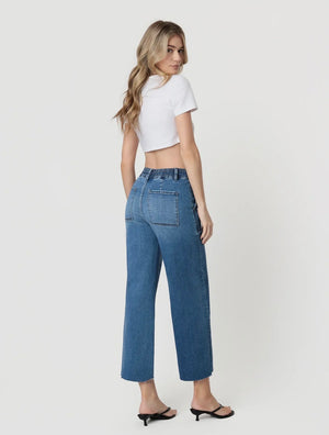 Hi Rise Super soft drawstring baggy wide jean-Vervet V3870