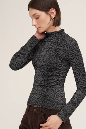 Leopard Mock Neck LS Top NIKIBIKI  NS8521