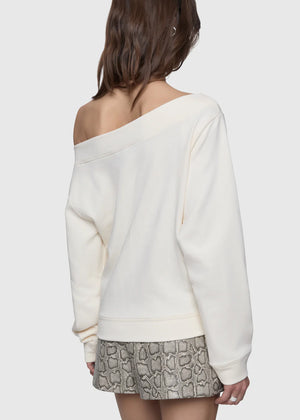 Kora Off the Shoulder Sweatshirt in Porcelain - Rebecca Minkoff