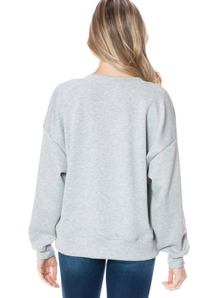 V-Neck Scuba Sweatshirt in Heather Grey - Brooklyn Isles
