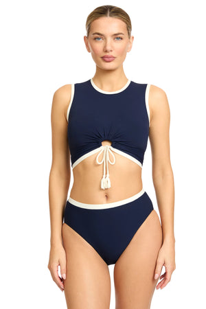 Tierna T-Shirt Top in Navy/Cream - Robin Piccone