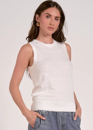 Sleeveless Sweater Tank in White - Elan