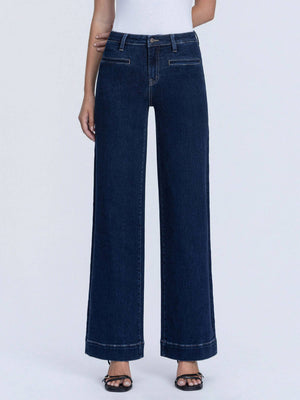High Rise Front Welt Pocket Wide Leg Jean-Vervet T7206