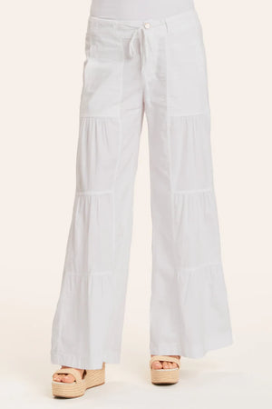 Terraced Wide Leg Pant in White - Wearables