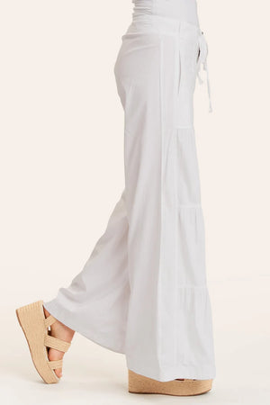 Terraced Wide Leg Pant in White - Wearables
