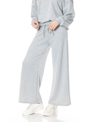Flare Drawstring Scuba Pant in Heather Grey - Brooklyn Isles