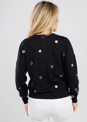 Grommet Cardigan in Black - J Society