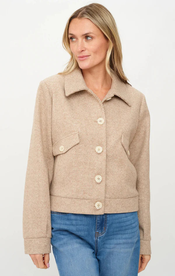 Katrina Herringbone Jacket in Camel - Six/Fifty