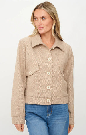 Katrina Herringbone Jacket in Camel - Six/Fifty