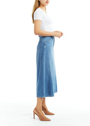 Denim Culotte with Back Buckle - Tractr Jeans