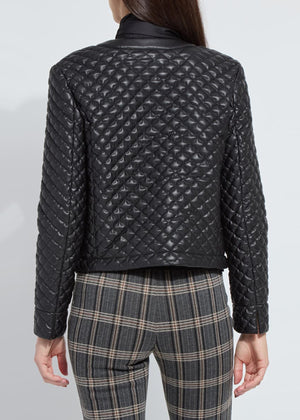 Aurelle Quilted Faux Leather Jacket in Black - Lysse