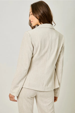 Velvet Corduroy Blazer in Ivory - Mystree