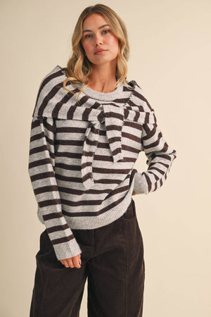 STRIPED SWEATER WITH SCARF SET-  Klesis - IT4895
