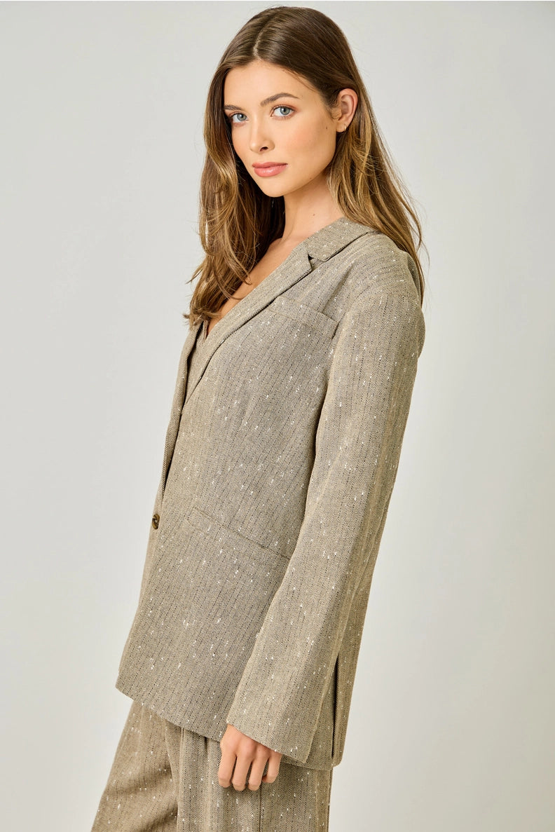Sparklett Oversized Blazer in Sand - Mystree