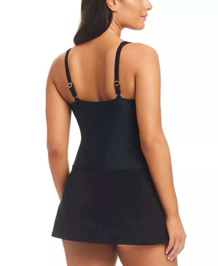 Square Neck Grommet Swim Dress in Black/White - Beyond Control