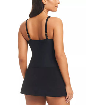 Square Neck Grommet Swim Dress in Black/White - Beyond Control
