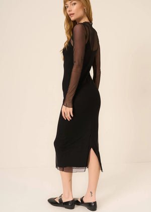 Shibon Layered Mesh Dress in Black - Project Social T