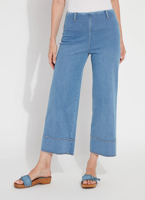 Margo High Waist Crop Denim in Bleached Blue - Lysse