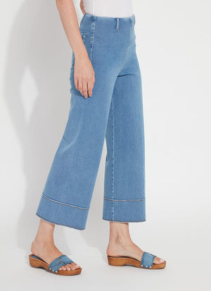 Margo High Waist Crop Denim in Bleached Blue - Lysse