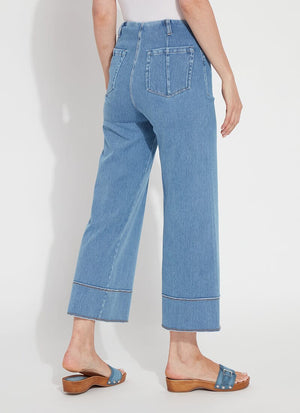 Margo High Waist Crop Denim in Bleached Blue - Lysse