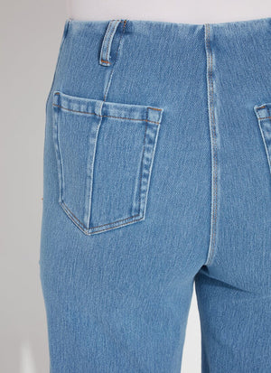 Margo High Waist Crop Denim in Bleached Blue - Lysse