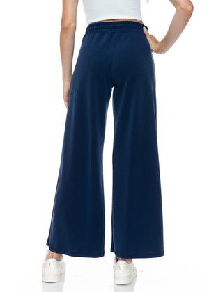 Flare Drawstring Scuba Pant in Navy - Brooklyn Isles