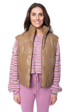 Love Token Camel Faux Leather Vest