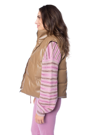 Love Token Camel Faux Leather Vest