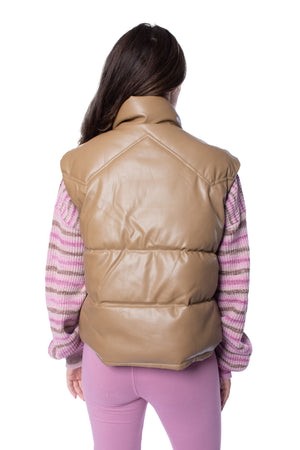 Love Token Camel Faux Leather Vest