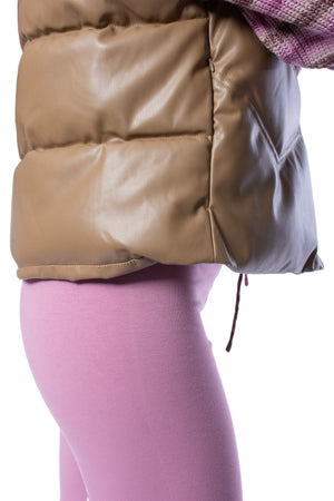Love Token Camel Faux Leather Vest
