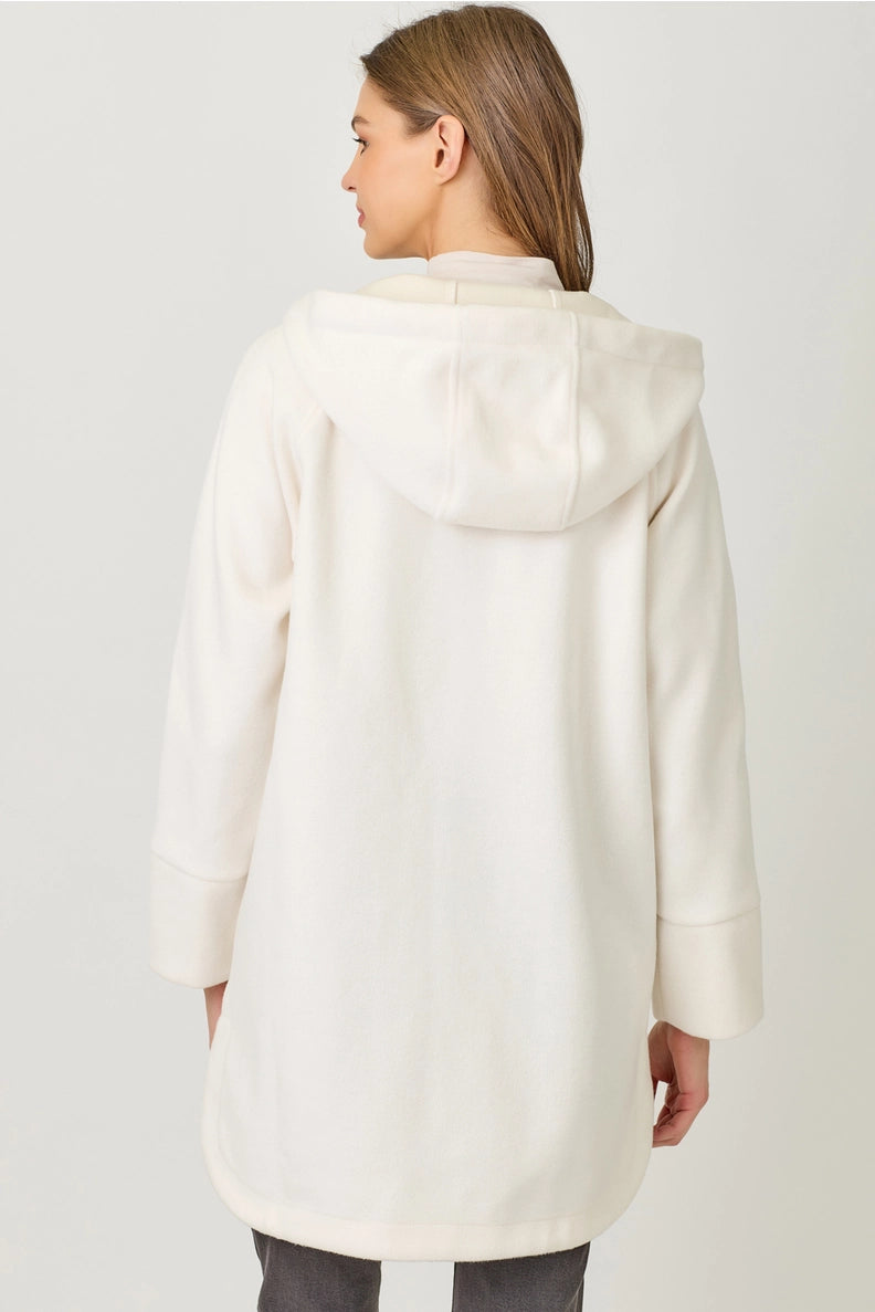 Hoodie Zip Up Coat in Ivory - Mystree