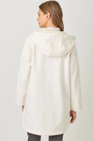 Hoodie Zip Up Coat in Ivory - Mystree