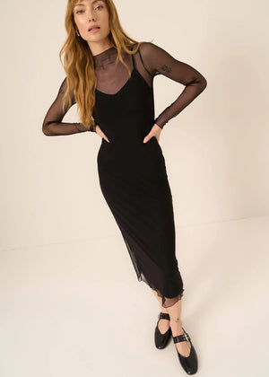 Shibon Layered Mesh Dress in Black - Project Social T
