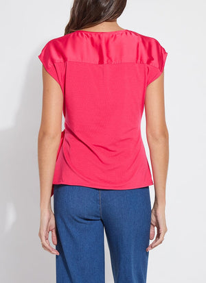 Rosalia Tie Drape Top in Pink - Lysse