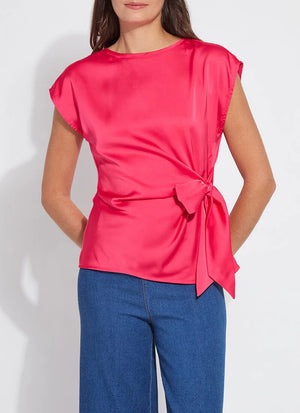 Rosalia Tie Drape Top in Pink - Lysse