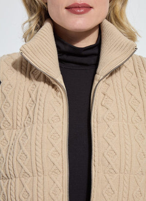 Petra Reversible Puffer Sweater Vest in Blonde - Lysse