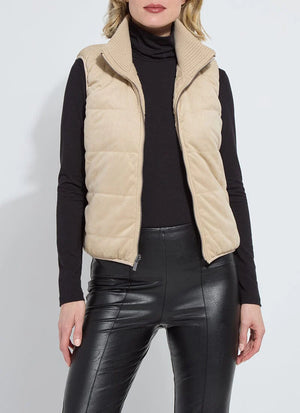 Petra Reversible Puffer Sweater Vest in Blonde - Lysse