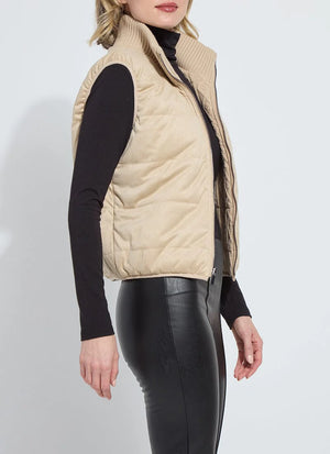 Petra Reversible Puffer Sweater Vest in Blonde - Lysse