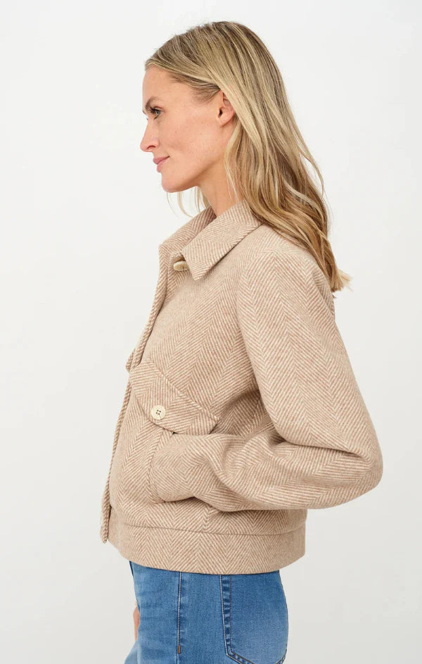Katrina Herringbone Jacket in Camel - Six/Fifty