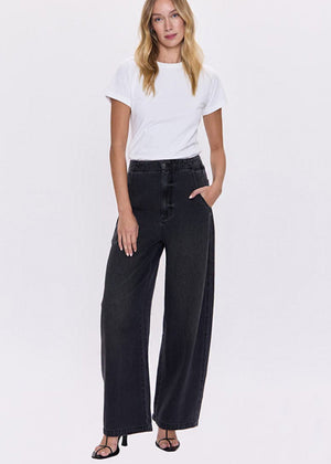 Lottie Barrel Pant in Black - Pistola Denim