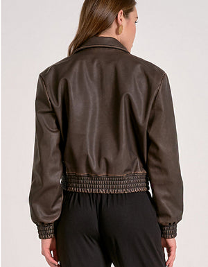 Faux Leather Jacket in Brown - Elan